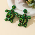 Beaded Rhinestone Sea Turtle Drop Earrings Four Colors view 3