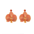Mint Orange and White Orchid Statement Stud Earrings view 5