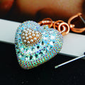 Jeweled Heart Keychains in Multicolor Orange Green Purple White and Assorted view 3