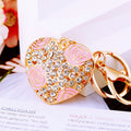 Crystal Rose Heart Keychains in Red Purple Pink and White view 3