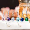 Rectangular Faceted Drop Earrings In Six Stone Colors view 2