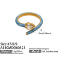 Enamel and Crystal Open Rings in Seven Gold Tone Color Styles view 11
