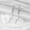 Silver Tone Long Lightning Bolt Necklace and Huggie Earrings view 7