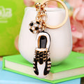 Jeweled Soccer Boot and Ball Keychain with a Blue Braided Loop view 4
