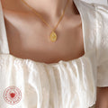 Classical Woman Cameo Oval Pendant Necklace Gold Steel view 3