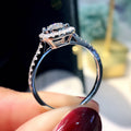 Silver Cushion Halo Clear CZ Pavé Band Engagement Ring view 4