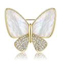 Shell Effect Butterfly Brooch With Clear Crystal Lower Wings view 5
