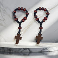 Dark Wood Bead Decade Rosary Cross Black Cord Prayer Loop view 3