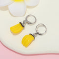 Silver Tone Miniature Fruit Huggie Drop Earrings in Thirteen Designs view 3