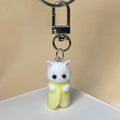 Flocked White Cat Clip Keychains in Nine Outfit Colors view 12