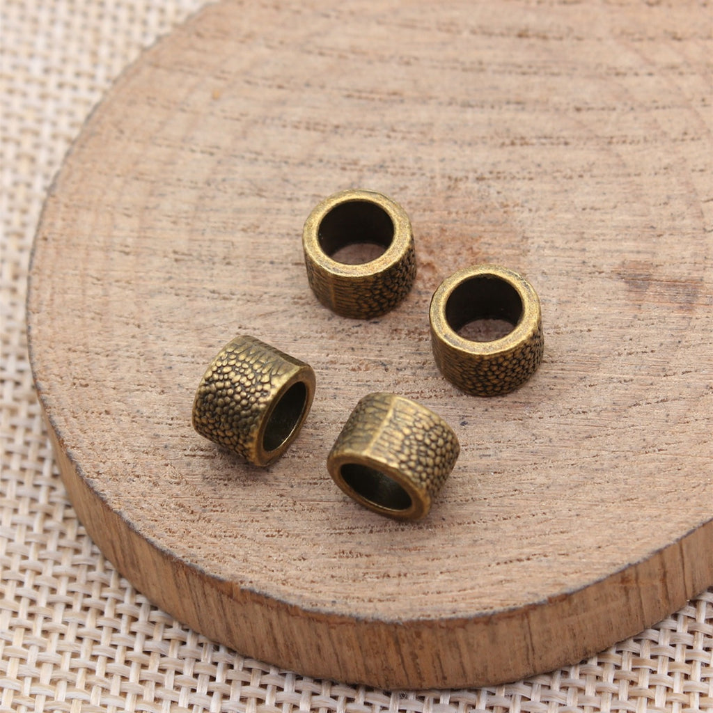 8.6x8.6x6.6mm 1.1g Multicolor Zinc Alloy Pitted Tube Large Hole Spacer Beads for DIY Jewelry Making