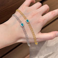 Lattice Mesh Green Halo Stone Bracelets Gold Silver view 2
