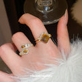 Gold Tone Brown Oval Double End Crystal Open Ring With Extra Style view 4