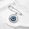 Silver Tone Rhinestone Blue Evil Eye Safety Pin Brooches in Seven Designs view 5