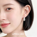 Silver Pave CZ Lace Filigree C Shape Hoop Earrings view 2