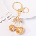 Double Cherry Rhinestone Keychain Green Leaves Three Colors view 4