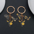 Black Gold Western Hat Boot and Floral Longhorn Keychain Pair view 2