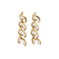 Gold Geometric Wave Pearl Necklace Drop Earrings Set view 5