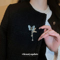 Blue Threaded Butterfly Brooch With Gold Wing And Teardrop Tassels view 1