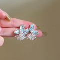 Floral Crystal Stud Earrings in Blue and White Designs view 2