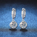 Silver Tone Huggie Hoop Earrings Round Clear CZ Drops view 2