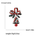 Red Enamel Holiday Bell Brooch with Bow and Holly Decorative Accessory view 5