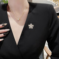 Gold Five-Petal Flower Brooch Clear Baguette Zircon view 2