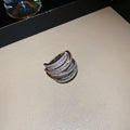 Silver Tone Wide Interlaced Multirow Clear Crystal Statement Ring view 6