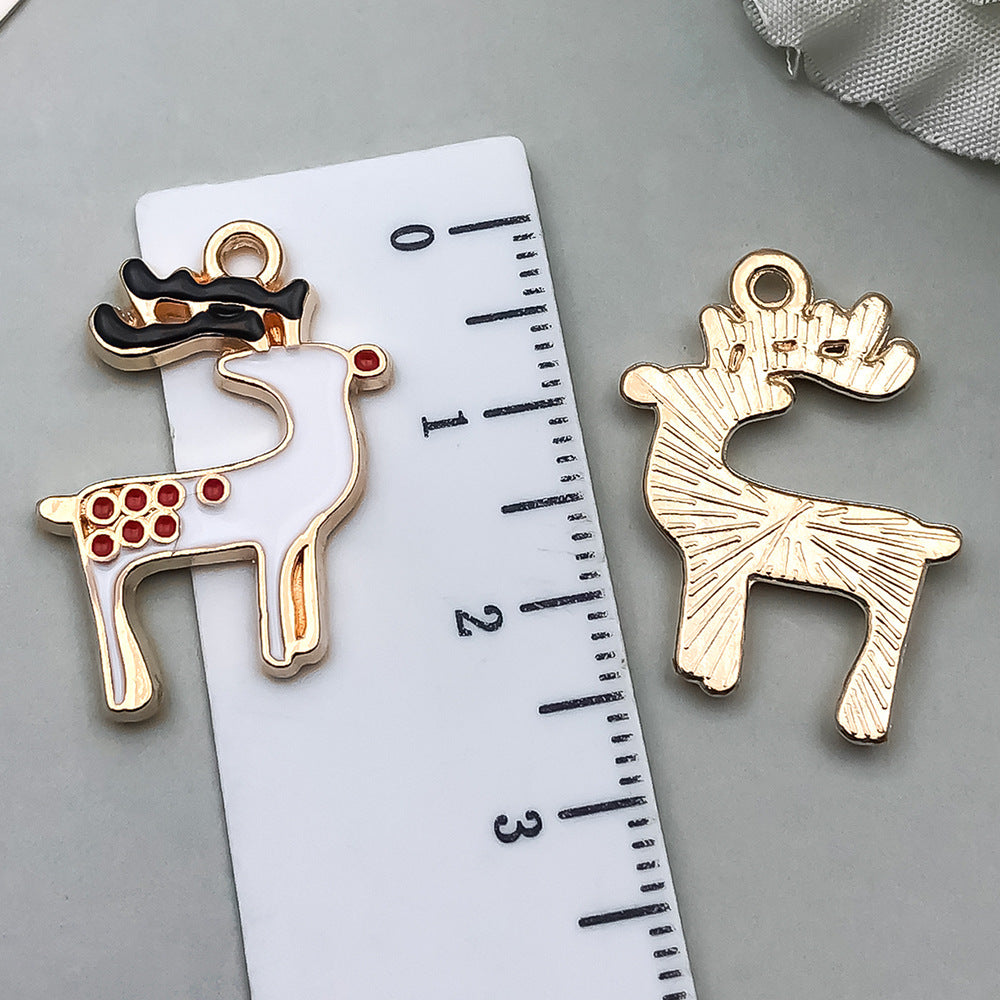 Christmas Enamel Zinc Alloy Santa Snowman Bell Elk Charm Pendant for DIY Bracelet Making