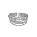 Wide Multirow Round Crystal Open Cuff In Gold Or Silver Tone view 5