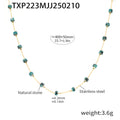 Gold Stainless Steel Teal Natural Stone Bead Necklace Bracelet view 6