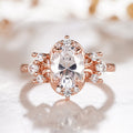 Rose Gold Oval Clear Stone Crown Finger Ring Sizes 6-10 view 2