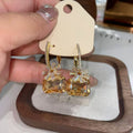 Floral Square Gem Hoop Earrings in Three Colorways view 6