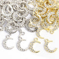 Crystal-Accented Gold Silver Moon Alloy Charms in 2 Styles view 5