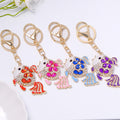 Rhinestone Flower Goldfish Keychain Enamel Metal Bag Charm view 1