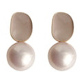 Pink Enamel Geometric Plate Large Pink Pearl Studs view 5