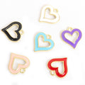 Open Enamel Heart Charms in Gold and Silver Tones, Six Colors view 3
