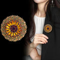 Orange Brown Sunflower Crystal Metal Brooch Pin for Jackets and Lapels view 4