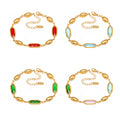 Gold Oval Czech Glass Station Bracelet Stainless Steel view 5