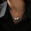 Organic Molten Pebble Pendant Necklace Snake Chain Gold Steel view 3