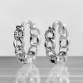 Silver Tone Linked Heart Small Hoop Earrings Jewelry Pair view 2