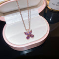 Crystal Butterfly Pendant Necklaces in Four Colors view 9