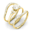 Engraved Round Solitaire Three-Ring Set In Three Metal Tones view 2