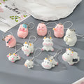 Flocked Pig Cow Phone Strap Charms Lobster Clasp 8 Styles view 1