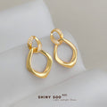Gold Dual Linked Geometric Pave Crystal Drop Earrings view 4