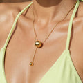 Ball Slider Drop Necklace in Gold and Silver Tone Finishes view 1