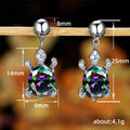 Silver Tone Rainbow Crystal Turtle Drop Earrings Jewelry view 5