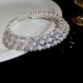 Multi-Layer Crystal Pearl Chokers Necklace Bracelet Earring Sets view 8