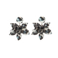 Yellow and Brown Leopard Acrylic Flower Stud Earrings view 5