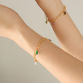 Gold Heart Link Bracelet Multicolor Baguette Zircon Charms view 4